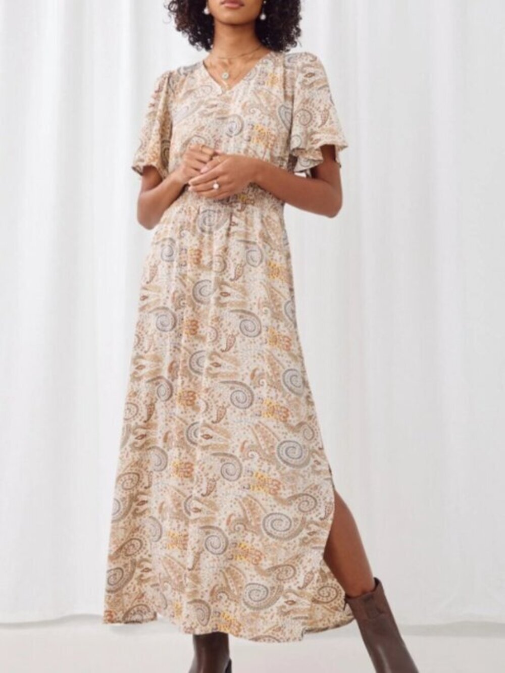 Hayden Los Angeles Paisley Print Flutter Sleeve Maxi Dress Size Small